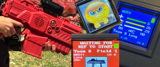 BOLTER lightweight laser tagger in blue and red 